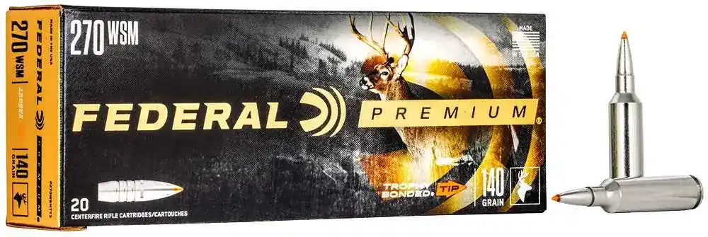 Federal P270WSMTT3 Premium 270 WSM 140 gr Trophy Bonded Tip 20 Round Box
