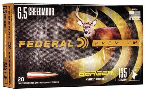 Federal P65CRDBCH1 Premium Berger Hybrid Hunter 6.5 Creedmoor 135 gr Berger Hybrid Hunter 20 Round Box