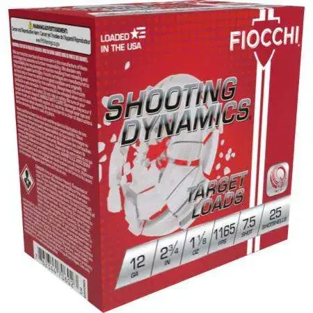Fiocchi 12SD18L75 Shooting Dynamics Target Load 12 Gauge 2.75 1 1/8 oz 7.5 Shot 25 Round Box