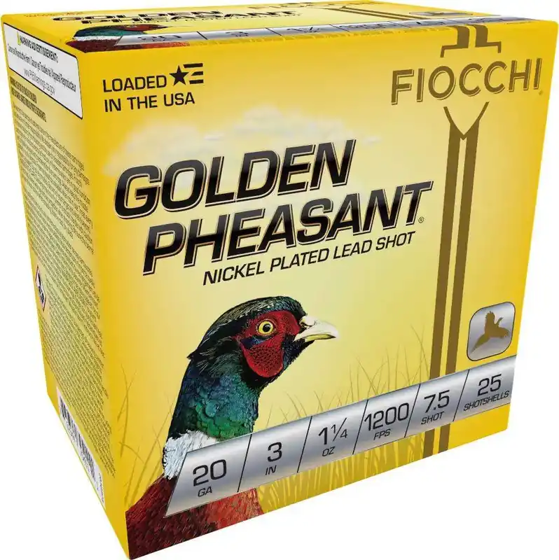 Fiocchi 203SP75 Golden Pheasant 20 Gauge 3 1 1/4 oz 7.5 Shot 25 Round Box