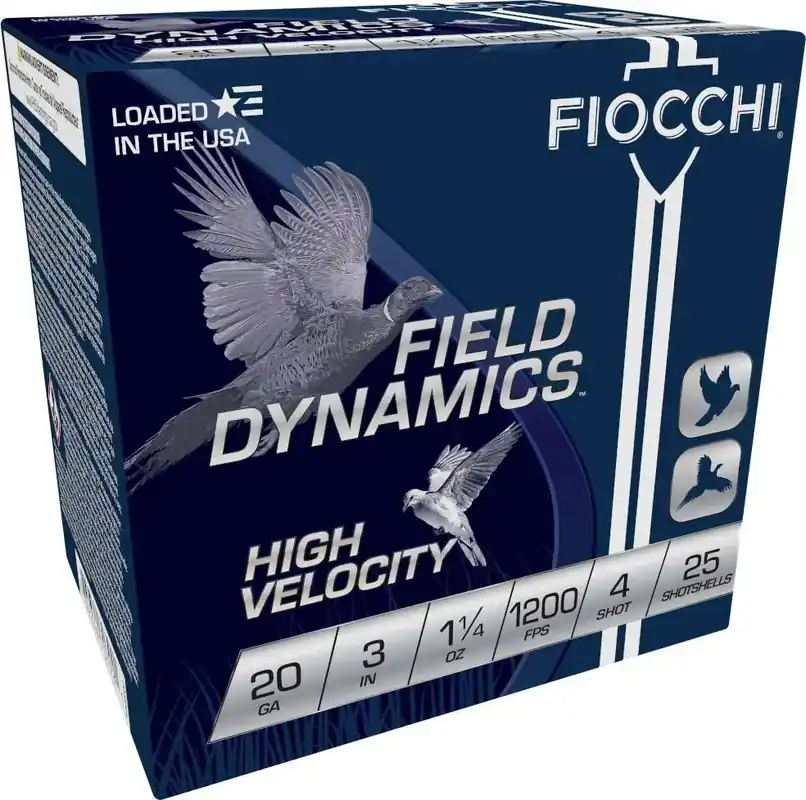Fiocchi 203HV4 High Velocity 20 Gauge 3 1 1/4 oz 4 Shot 25 Round Box
