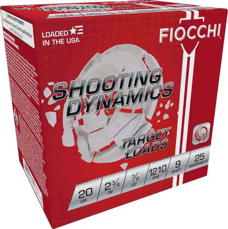 Fiocchi 20SD9 Shooting Dynamics Target Load 20 Gauge 2.75 7/8 oz 9 Shot 25 Round Box