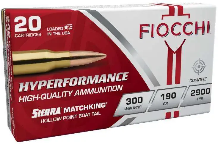 Fiocchi 300WMMKE Exacta 300 Win Mag 190 gr Sierra MatchKing Boat-Tail Hollow Point (BTHP) 20 Round Box
