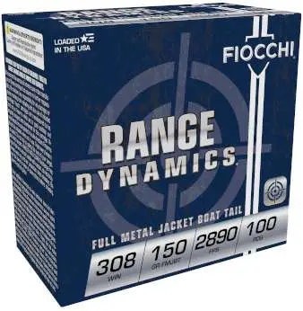 FIOCCHI 308WIN 150GR FMJ-BT 100/RD in Cardboard BOX