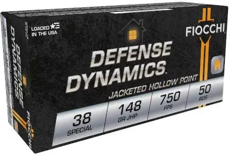 Fiocchi 38E Defense Dynamics 38 Special 148 gr Jacketed Hollow Point (JHP) 50 Round Box