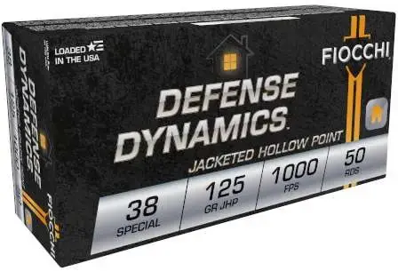 Fiocchi 38F Defense Dynamics 38 Special 125 gr Jacketed Hollow Point (JHP) 50 Round Box