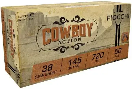 Fiocchi 38SWSHA Specialty 38 S&W Short 145 gr Full Metal Jacket (FMJ) 50 Round Box