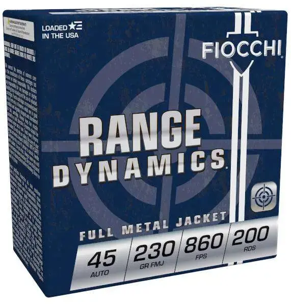 Fiocchi 45ARD Range Dynamics 45 ACP 230 gr Full Metal Jacket (FMJ) 200 Round Box