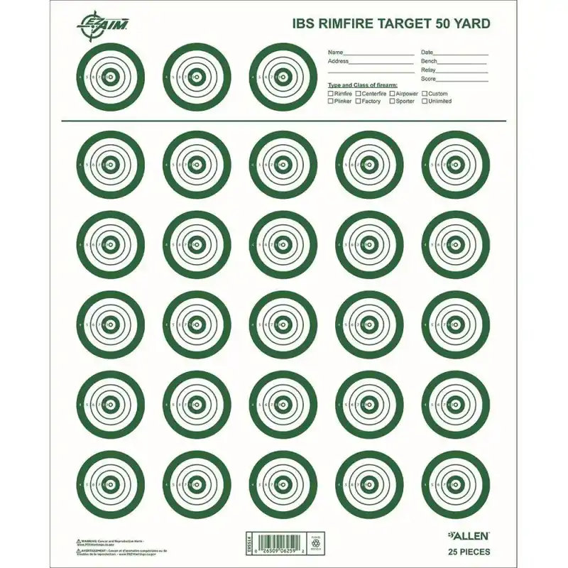 ALLEN 15582 IBS RIMFIRE TARGET, 25 PACK