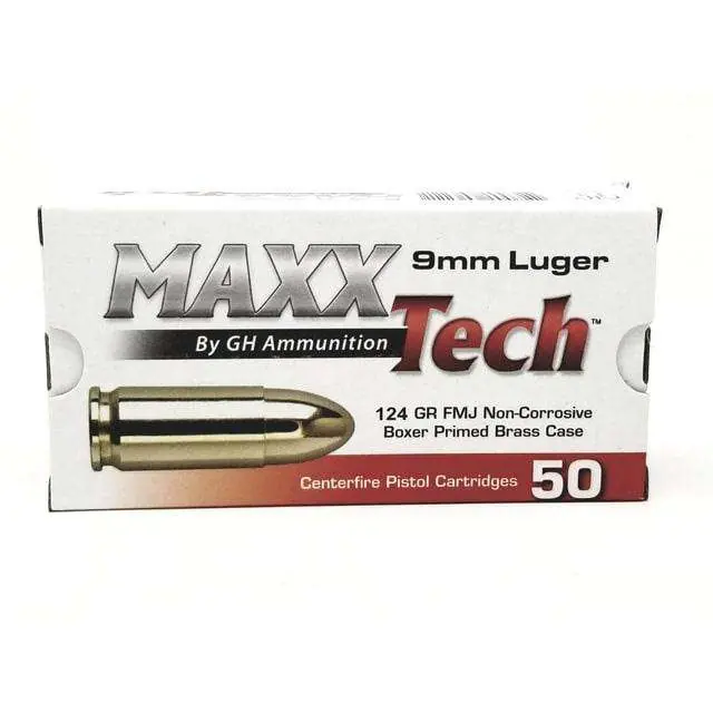 MAXXTECH 9MM 124GR FMJ 1000 RD CASE BRASS CASE