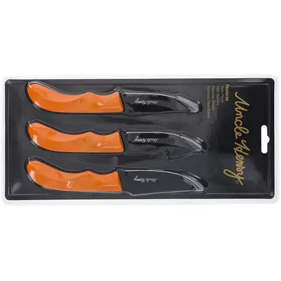 UNCLE HENRY KNIFE 3 KNIFE SET ORANGE/BLACK BLADES PROMOQ3<