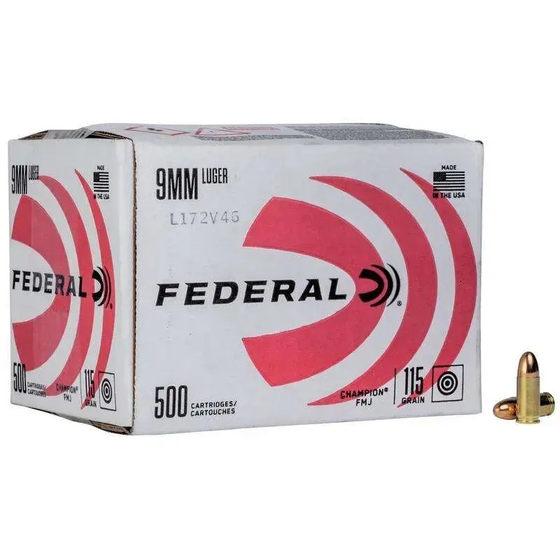 FEDERAL CHAMPION AMO 9MM LUGER 115GR FMJ 500RD BULKPACK