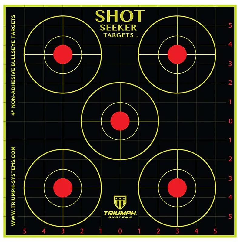 Triumph Systems 0900-20-002 Shot Seeker Reactive Target Five 4" Bullseye 12" x 12" 10 Pack