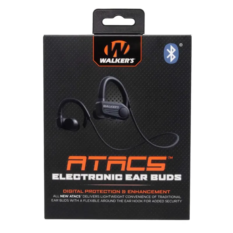 Walker's Sport Earbuds Plastic/Rubber In The Ear Black with Bluetooth