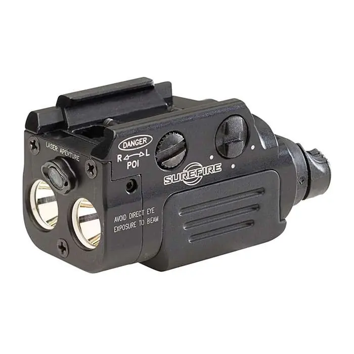 COMPACT RECHARGEABLE PISTOL LIGHT WITH LASER, <5mW, 515 nm, GREEN, UNIVERSAL/PICATINNY CLAMP RAIL MOUNT, 800 LUMENS, REMOVABLE BATTERY CARTRIDGE, MICRO USB CHARGE CRADLE, TYPE III ANODIZED ALUMINUM, BLACK