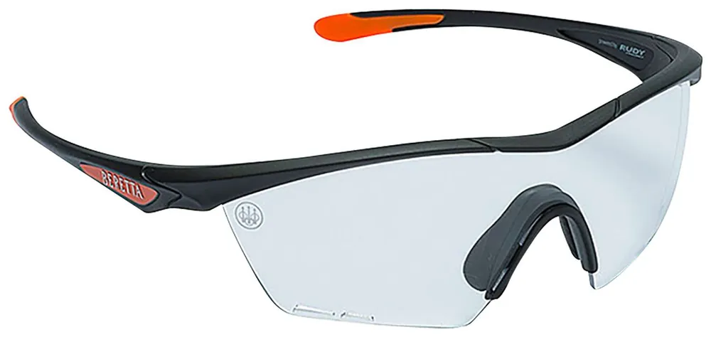 Beretta USA OC031A2354014HUNI Clash Shooting Glasses Clear Lens Black with Orange Accents Frame