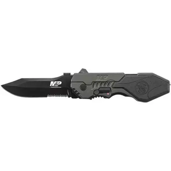 S&W Knives SWMP4LS M&P Folder 3.6" 4034 Stainless Steel Clip Point Silver colored/Aluminum