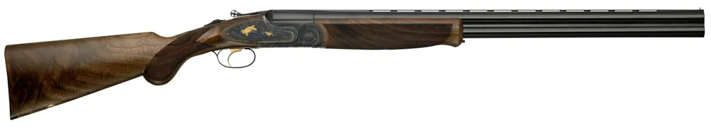F.A.I.R. FR-JBPRTG-2828 Jubilee Prestige 28 Gauge with 28" Barrel, 2.75" Chamber, 2rd Capacity, Chrome Metal Finish & Walnut Fixed Stock, Gold Trigger Ambidextrous Hand Includes Hard Case