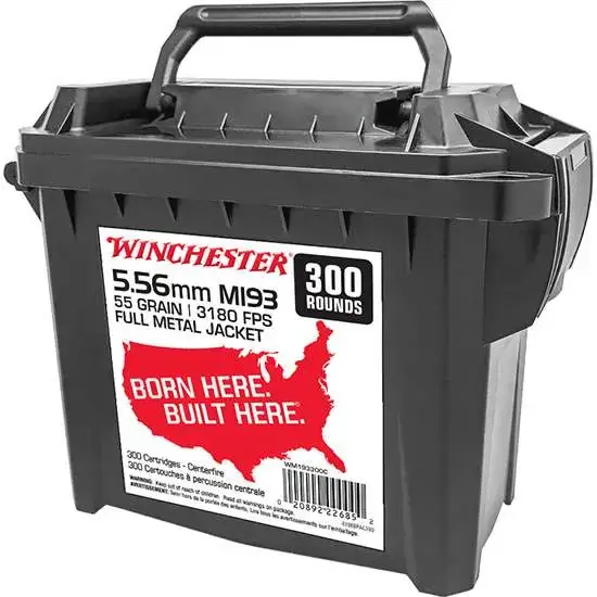 WIN AMMO 5.56X45 CASE OF 900 55GR. FMJ 3EA.-300 PACK CANS