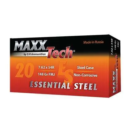 Maxxtech Essential Steel 7.62X54R 148GR FMJ 500 RD CASE