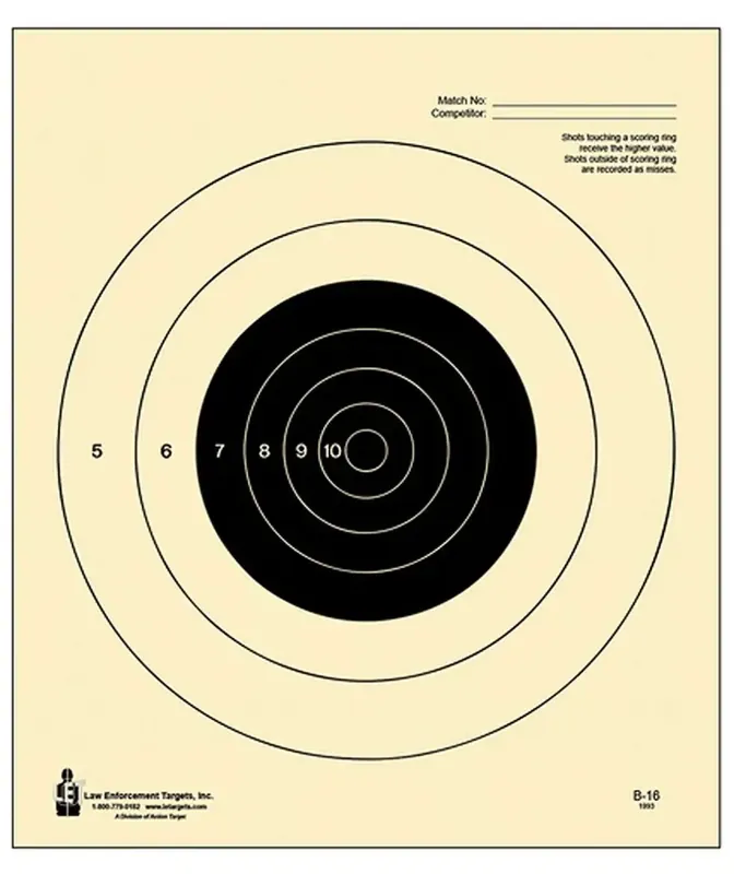 Action Target B16100 NRA Slow Fire Bullseye Tagboard Hanging 25 yds Handgun 10.50" x 12" Black/White 100 Per Box