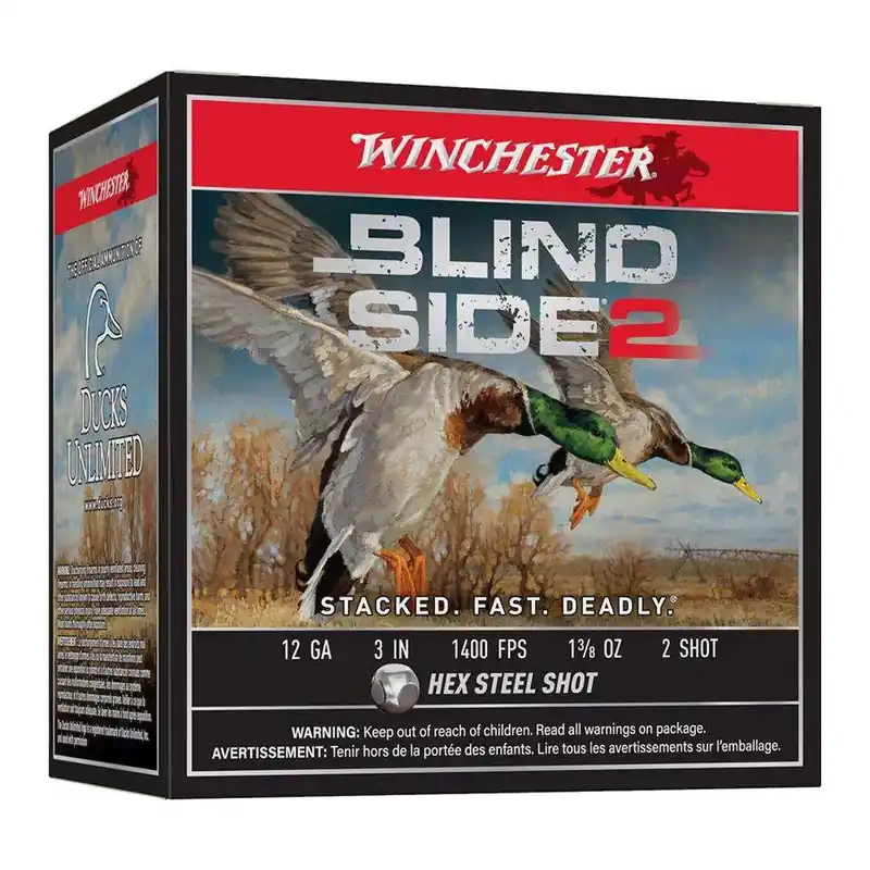 Winchester Ammo XBS1232 Blind Side 2 12 Gauge 3 1 3/8 oz 2 Shot 25 Round Box