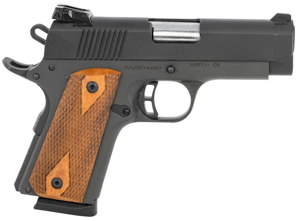 Taylors and Company 51469 1911 Compact Tactical 45 ACP 3.63" 7+1 Checkered Walnut Grip