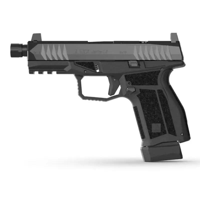 Arex Delta M Tactical 9mm / 1x15rd Mag, 1x 15+2 Mag / 1/2 x 28" Threaded Barrel / Serialized Trigger Assembly / Interchangeable Frame and Backstraps / Ambi Magazine Release & Slide Release / Suppressor Height Sights / 5x Optics Plates / Black