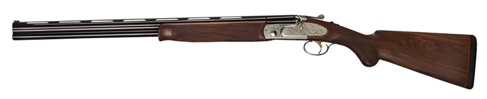 Bettinsoli USA BOLL122822 Overland EELL 20 Gauge 28" 3" 2rd, Stainless Engraved Rec, Blued Barrel, Walnut Fixed Comb Stock, Includes 8 Chokes