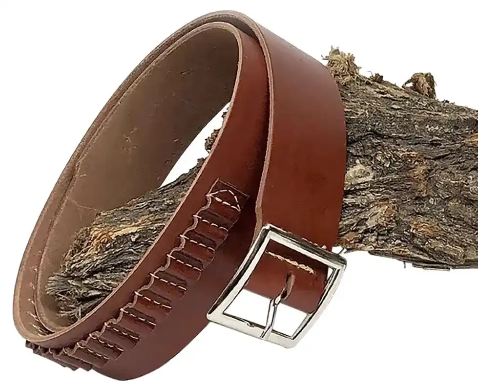 Hunter Company 145L Handgun Cartridge Belt 45 ACP 25 Rounds Chestnut Tan Leather Large