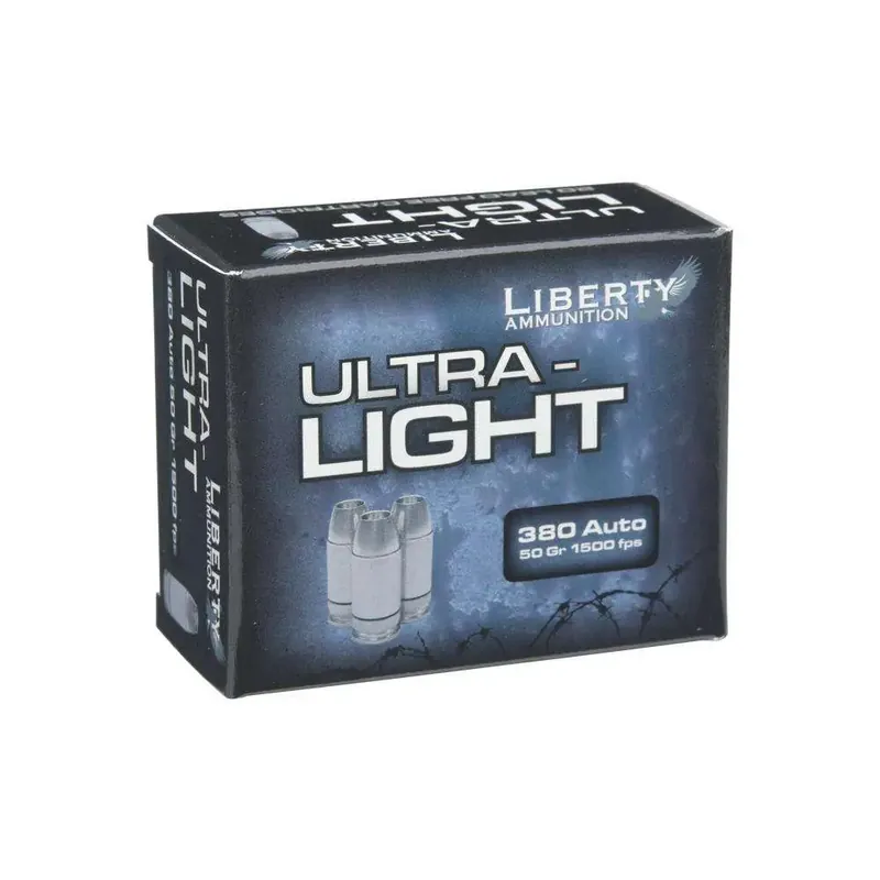 Liberty Ammunition Ultra-Light .380 Auto, 50gr, Deep Cavity Projectile, 20 RNDS/BX