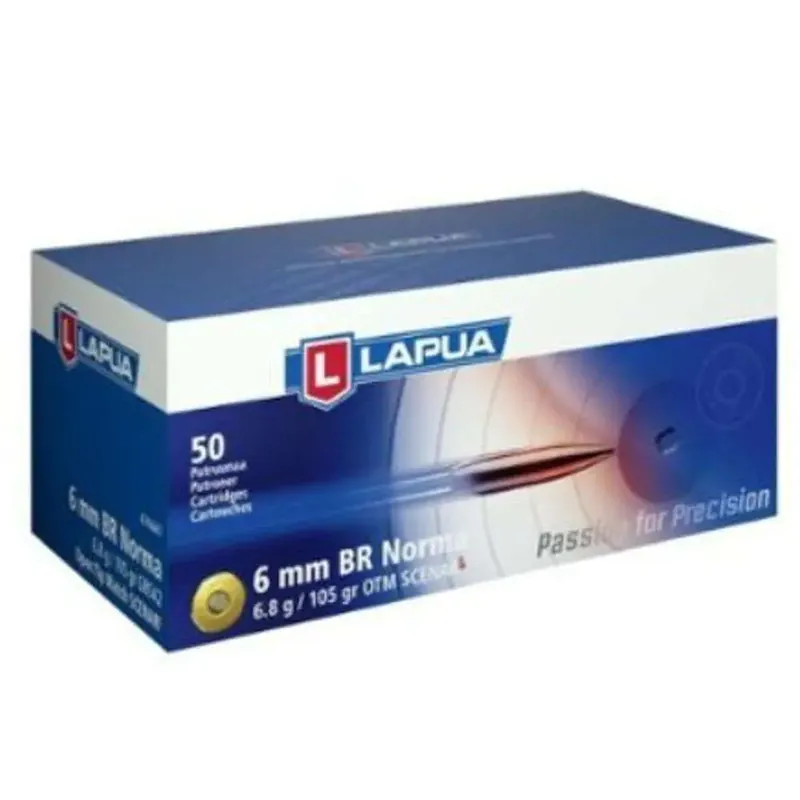 Lapua Rifle Ammo 6mm BR Norma 105 gr Scenar-L OTM bx/50