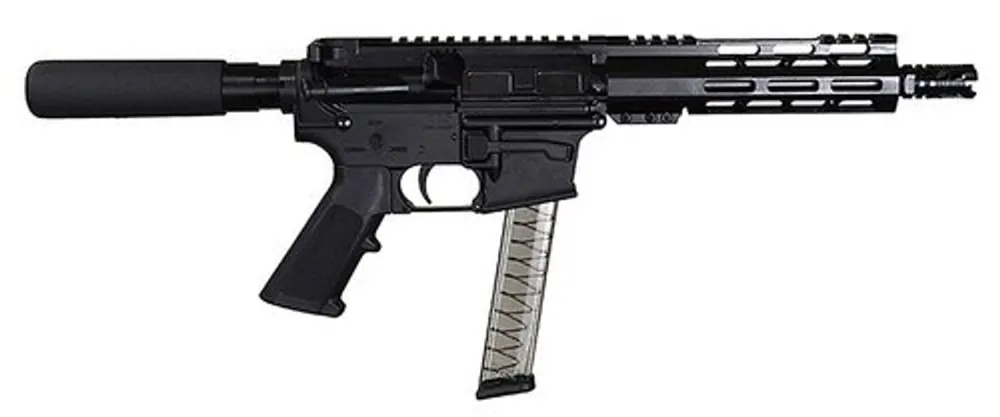 I.O. IO9MM2022 M215 ML-7 9mm Luger 8.50" 30+1 Black Hard Coat Anodized Black Polymer Grip Buffer Tube