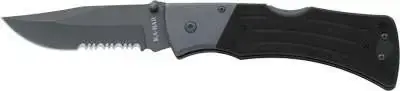 Ka-Bar 3063 Mule 3.94" Gray Clip Point Part Serrated 420 Stainless Steel G10 Black Handle Folding