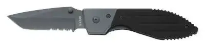 Ka-Bar 3075 Warthog 3" Tanto Part Serrated 420 Stainless Steel G10 Black Handle Folding