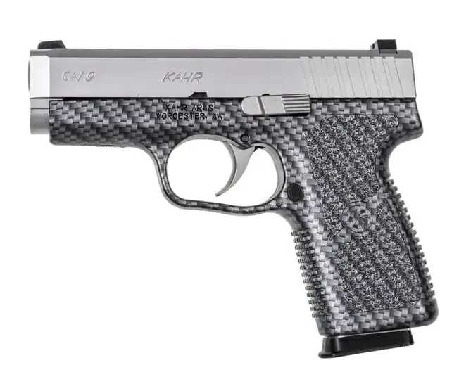 Kahr Arms CW9093BCF CW9 Polymer 9mm Luger 3.60" 7+1 Black Stainless Steel Black Polymer Grip Carbon Fiber
