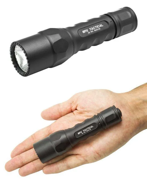 6PX TACTICAL, 6V, SINGLE STAGE 600 LU, WH LED, ALUM. BLACK TYPE III ANO, CLICK SWITCH