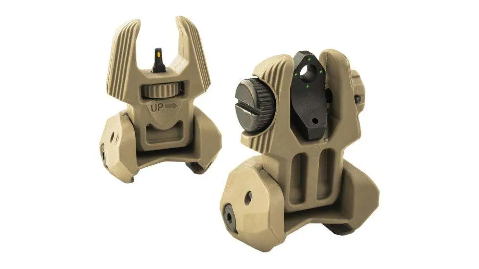 Meprolight | Mepro FRBS - Flip Backup Sights 4 Dot Rear / Orange Hyper Bright Front | Desert | Part Number: 403440