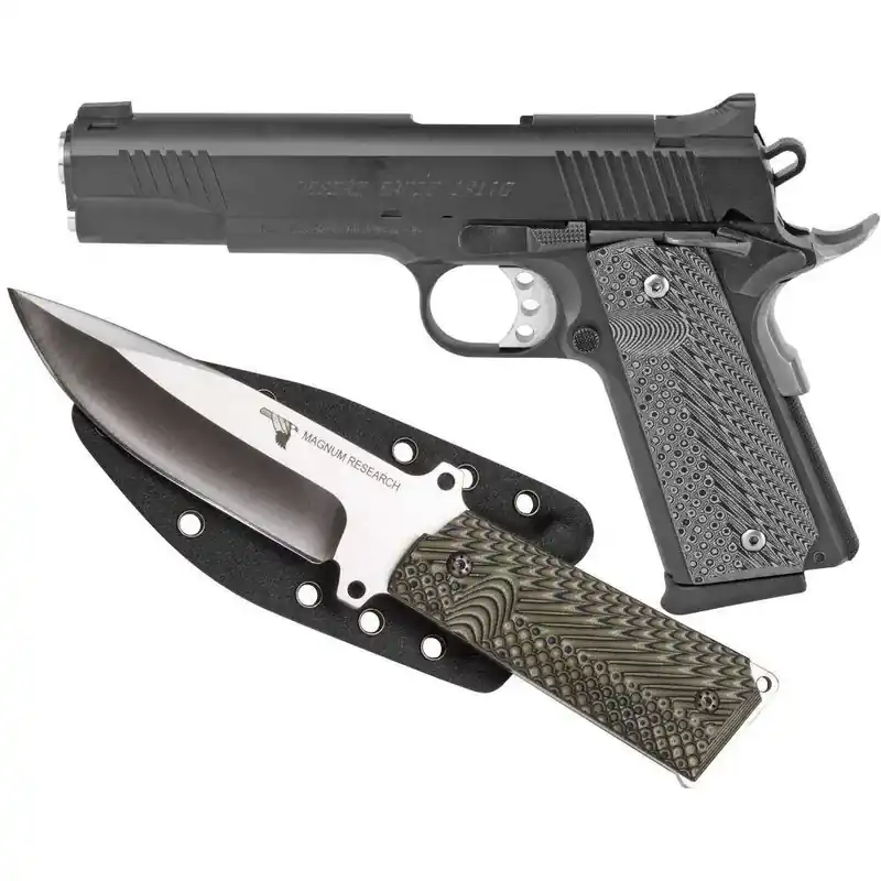 Magnum Research DE1911G10K Desert Eagle 1911 G with Knife 10mm Auto 5.01" 8+1 Matte Black Black/Gray G10 Grip