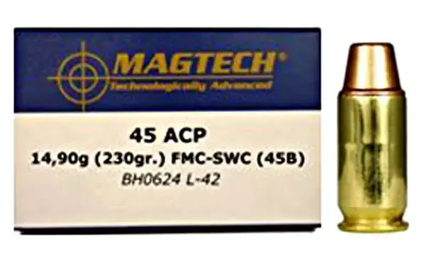 Magtech 45B Range/Training 45 ACP 230 gr Full Metal Jacket Semi-Wadcutter (FMJSW) 50 Round Box
