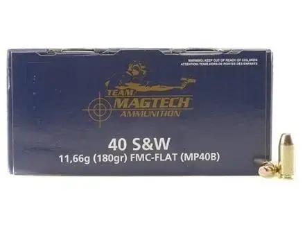 Magtech MP40B Range/Training Shootin' Size 40 S&W 180 GR Full Metal Jacket Flat Nose (FMJFN) 250 Round Box