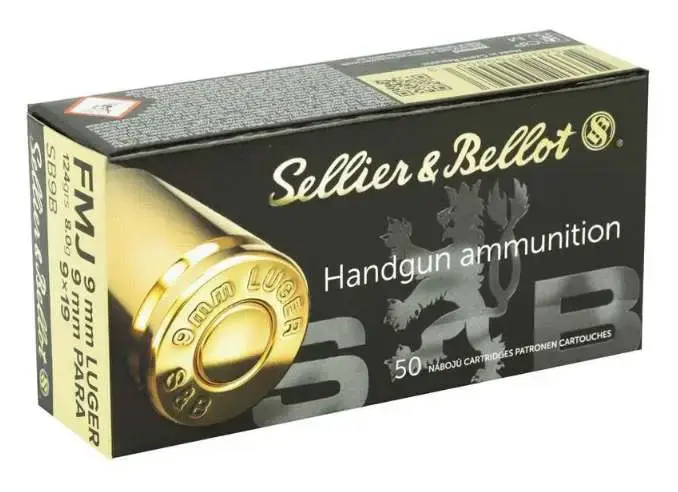 SELLIER & BELLOT AMO 9MM 124GR FMJ 50-RD ( 20 BOXES PER CASE )