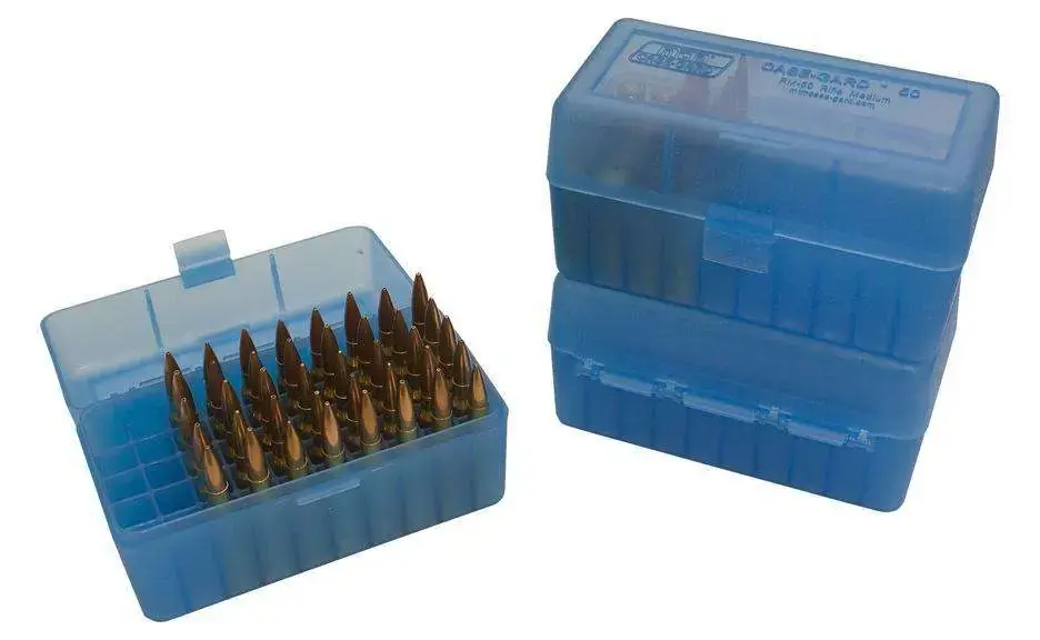 MTM RM5024 Case-Gard R-50 Multi-Caliber 50rd Clear Blue Medium