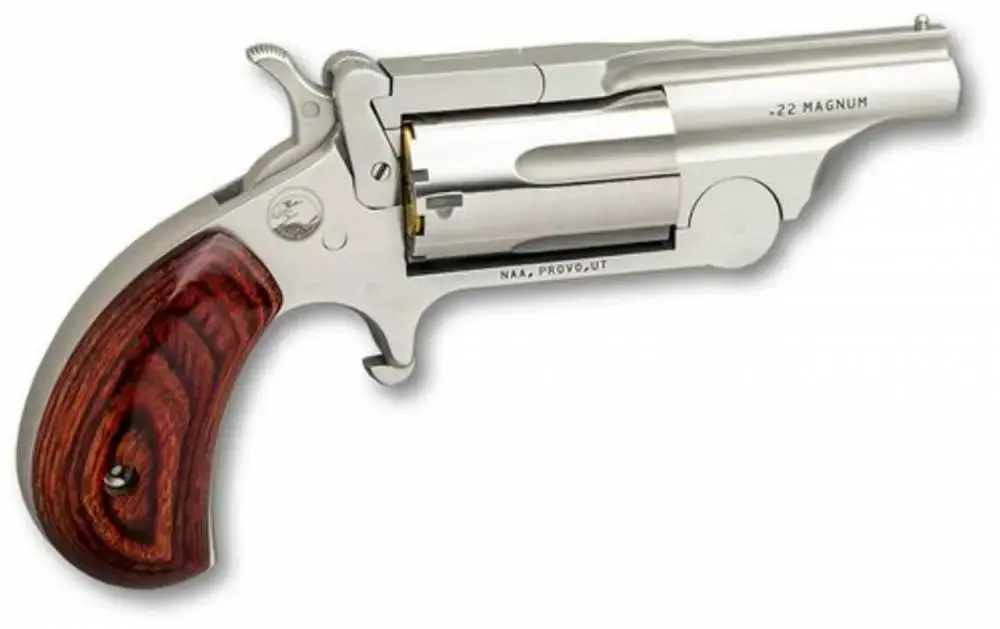 NAA 22MCBTII Ranger II 22 LR/22 Mag Single 1.63" 5 Rosewood Bird's Head Grip Stainless Steel Frame