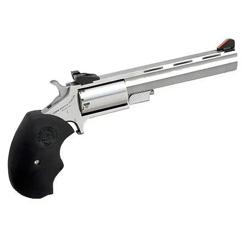 NAA MMTL Mini-Master *CA Compliant 22 LR 5rd 4" Stainless Steel, Black Oversized Rubber Grip