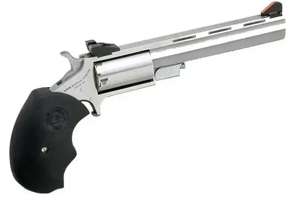 NAA MMTM Mini-Master *CA Compliant 22 Mag 5rd 4" Stainless Steel Black Oversized Rubber Grip