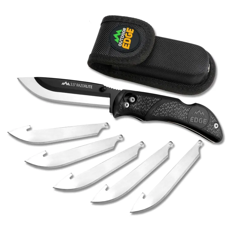 Outdoor Edge RL10C RazorLite 3.50" Drop Point Plain FRN Black Handle Folding