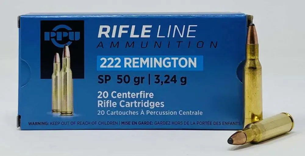 PPU PP222 Standard Rifle 222 Rem 50 gr Soft Point (SP) 20 Round Box