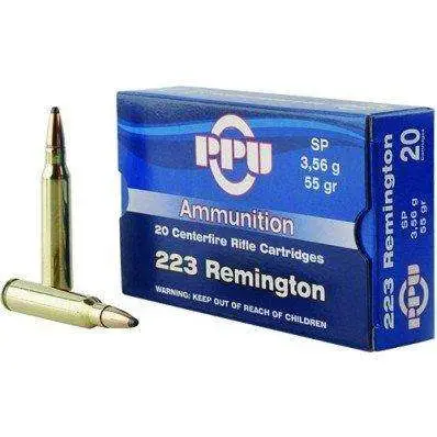 PPU PP223S Standard Rifle 223 Rem 55 gr Soft Point (SP) 20 Round Box