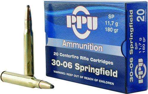 PPU PP30063 Standard Rifle 30-06 Springfield 180 gr Soft Point (SP) 20 Round Box